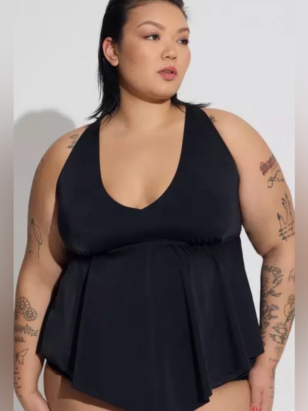 Torrid Black Wireless V-Neck Tankini Sz 4X